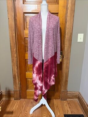 Blumin Cardigan Waterfall Long Cranberry Size Large